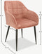 Furnicher Luca Eetkamerstoel - Fluweel Bekleding - Modern Ontwerp - Stalen Frame - Roze Fluweel - Zwarte Poten