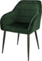 Furnicher Luca Eetkamerstoel - Fluweel Bekleding - Modern Ontwerp - Stalen Frame - Groen Fluweel - Zwarte Poten