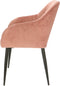 Furnicher Luca Eetkamerstoel - Fluweel Bekleding - Modern Ontwerp - Stalen Frame - Roze Fluweel - Zwarte Poten