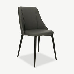 Furnicher – Lule Dining Chair – PU-Leather Seat – Steel Legs - Grey