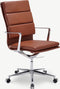 Furnicher Maci Bureaustoel - Leren Zitting - Chroom Frame - Hoogte Verstelbaar - Draaibaar - Cognac