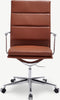 Furnicher Maci Bureaustoel - Leren Zitting - Chroom Frame - Hoogte Verstelbaar - Draaibaar - Cognac