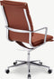 Furnicher Maci Bureaustoel - Leren Zitting - Chroom Frame - Hoogte Verstelbaar - Draaibaar - Cognac