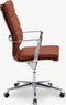 Furnicher Maci Bureaustoel - Leren Zitting - Chroom Frame - Hoogte Verstelbaar - Draaibaar - Cognac