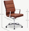 Furnicher Maci Bureaustoel - Leren Zitting - Chroom Frame - Hoogte Verstelbaar - Draaibaar - Cognac