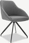 Furnicher Marlow Draaibare Eetkamerstoel - Stoffen bekleding - Modern design - Stalen frame - Grijze stof - Draaibare eetkamerstoel