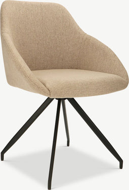 Furnicher Marlow Draaibare Eetkamerstoel - Stoffen bekleding - Modern design - Stalen frame - Beige stof - Draaibare eetkamerstoel