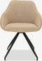 Furnicher Marlow Draaibare Eetkamerstoel - Stoffen bekleding - Modern design - Stalen frame - Beige stof - Draaibare eetkamerstoel