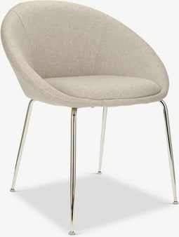 Furnicher Stanley Eetkamerstoel - Stoffen bekleding - Modern design - Chroom poten - Beige stof