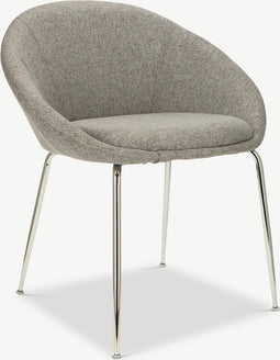 Furnicher - Stanley Eetkamerstoel - Stoffen bekleding - Modern design - Chroom poten - Grijze stof