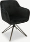 Furnicher Venice Eetkamerstoel - Fluwelen bekleding - Modern design - Stalen frame - Zwart fluweel - Zwarte poten - Draaibare eetkamerstoel