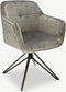 Furnicher Venice Eetkamerstoel - Fluwelen bekleding - Modern design - Stalen frame - Grijs fluweel - Zwarte poten - Draaibare eetkamerstoel