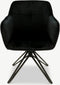 Furnicher Venice Eetkamerstoel - Fluwelen bekleding - Modern design - Stalen frame - Zwart fluweel - Zwarte poten - Draaibare eetkamerstoel