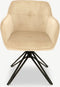 Furnicher Venice Eetkamerstoel - Fluwelen bekleding - Modern design - Stalen frame - Beige fluweel - Zwarte poten - Draaibare eetkamerstoel