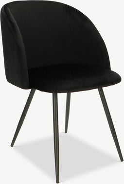 Furnicher Vesper Eetkamerstoel - Fluweel Bekleding - Modern Ontwerp - Stalen Frame - Zwart Fluweel - Zwarte Poten - Draaibare Eetkamerstoel