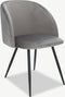 Furnicher Vesper Eetkamerstoel - Fluweel Bekleding - Modern Ontwerp - Stalen Frame - Grijs Fluweel - Zwarte Poten - Draaibare Eetkamerstoel