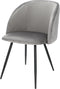 Furnicher Vesper Eetkamerstoel - Fluweel Bekleding - Modern Ontwerp - Stalen Frame - Grijs Fluweel - Zwarte Poten - Draaibare Eetkamerstoel