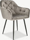 Furnicher Vinny Eetkamerstoel - Fluwelen bekleding - Modern design - Stalen frame - Grijs fluweel - Zwarte poten