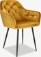 Furnicher Vinny Eetkamerstoel - Fluwelen bekleding - Modern design - Stalen frame - Geel fluweel - Zwarte poten