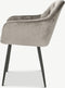 Furnicher Vinny Eetkamerstoel - Fluwelen bekleding - Modern design - Stalen frame - Grijs fluweel - Zwarte poten
