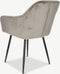 Furnicher Vinny Eetkamerstoel - Fluwelen bekleding - Modern design - Stalen frame - Grijs fluweel - Zwarte poten