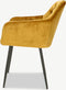 Furnicher Vinny Eetkamerstoel - Fluwelen bekleding - Modern design - Stalen frame - Geel fluweel - Zwarte poten