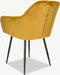 Furnicher Vinny Eetkamerstoel - Fluwelen bekleding - Modern design - Stalen frame - Geel fluweel - Zwarte poten