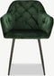 Furnicher Vinny Eetkamerstoel - Fluwelen bekleding - Modern design - Stalen frame - Groene fluweel - Zwarte poten