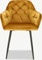 Furnicher Vinny Eetkamerstoel - Fluwelen bekleding - Modern design - Stalen frame - Geel fluweel - Zwarte poten