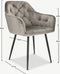 Furnicher Vinny Eetkamerstoel - Fluwelen bekleding - Modern design - Stalen frame - Grijs fluweel - Zwarte poten