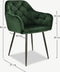 Furnicher Vinny Eetkamerstoel - Fluwelen bekleding - Modern design - Stalen frame - Groene fluweel - Zwarte poten