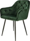 Furnicher Vinny Eetkamerstoel - Fluwelen bekleding - Modern design - Stalen frame - Groene fluweel - Zwarte poten