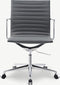Furnicher Walton bureaustoel - Leren zitting - Chroom frame - In hoogte verstelbaar - Draaibaar - Grijs
