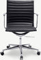 Furnicher Walton bureaustoel - Leren zitting - Chroom frame - In hoogte verstelbaar - Draaibaar - Zwart