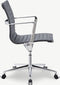 Furnicher Walton bureaustoel - Leren zitting - Chroom frame - In hoogte verstelbaar - Draaibaar - Grijs