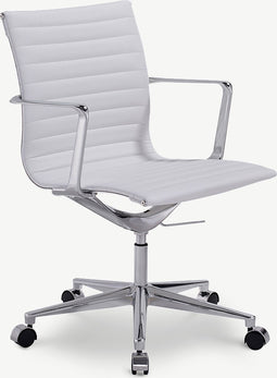 Furnicher Walton bureaustoel - PU-leren zitting - Chroom frame - In hoogte verstelbaar - Draaibaar - Wit