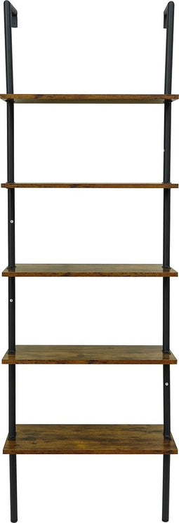 Furnilux 5-Laags Wandgemonteerde Opbergladder - Boekenplank met Metalen Frame - 60x24 cm Planken