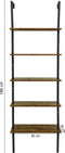 Furnilux 5-Laags Wandgemonteerde Opbergladder - Boekenplank met Metalen Frame - 60x24 cm Planken