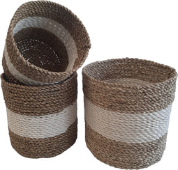Furnilux Collection plantenbakken - Mandenset - 3 stuks - Naturel en wit