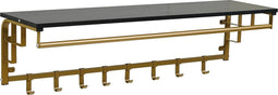 Furnilux - Kapstok 110 x 30 x 27 cm - XXXL Wand kapstok De Luxe -FAMILIE Kapstok - Hoedenplank met 8 Haken - GOUD -Zwart