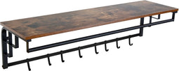 Furnilux - Kapstok 110 x 30 x 27 cm - XXXL Wand kapstok De Luxe -FAMILIE Kapstok - Hoedenplank met 8 Haken - Industrieel Bruin