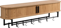 Furnilux kapstok 120 x 24 x 32 cm - XXXL - Wandkapstok Kiruna - 12 haken - Licht Eiken