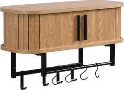 Furnilux kapstok 60 x 24 x 32 cm - Smal - Wandkapstok Kiruna - 8 haken - Licht Eiken