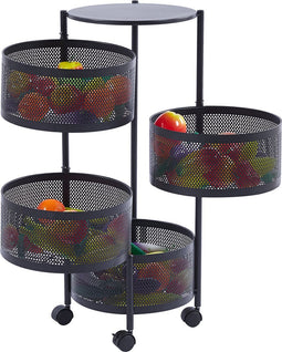 Furnilux - Keukenrek - 4 Ronde Manden -Zwart Metaal - 28 x 28 x 77 cm