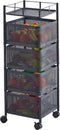 Furnilux Keukenrek met 4 Manden - Functioneel en Stijlvol Zwart Metaal - 28 x 28 x 77 cm