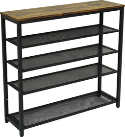 Furnilux - Schoenenrek met 4 Roosters - Metaal, Industrieel design - Bruin en Zwart - 100 x 30 x 92,5 cm