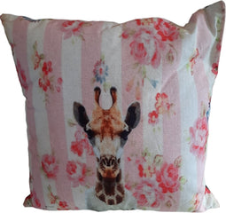 Furnilux Sierkussens - 45x45 cm - Set van 2 - Girafprint - Roze