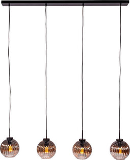 Furntastik Abbasanta Hanglamp, 4-lichts, smoke glas