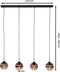 Furntastik Abbasanta Hanglamp, 4-lichts, smoke glas