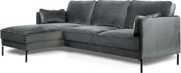 Furntastik Este 3 zits bank CL links, stof Fashion Velvet, donkergrijs